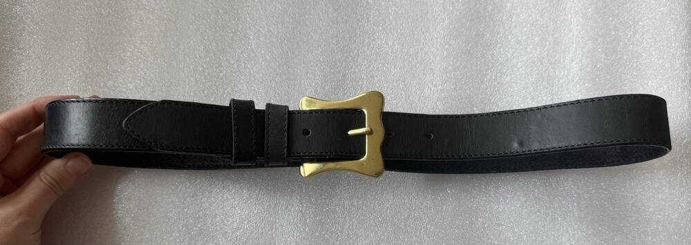 Unbranded Genuine Leather Black Art Deco Brass Gold Buckle L (26-31”)